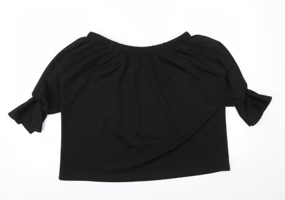 Back view of Preworn women’s black basic t-shirt, size UK 16