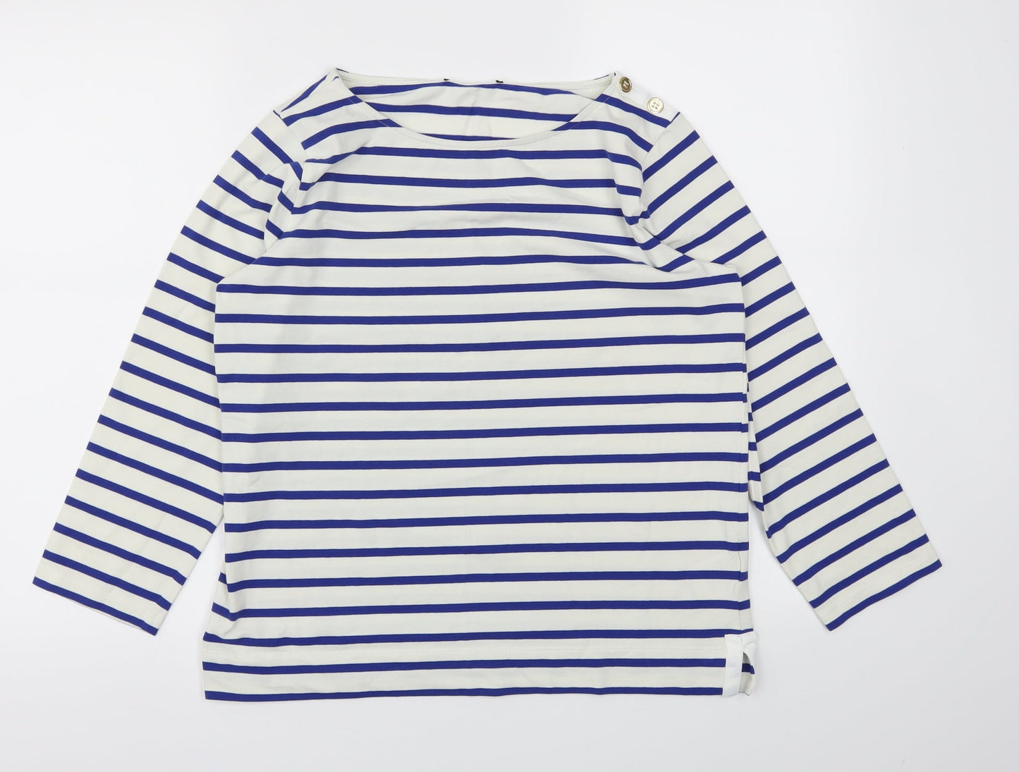 Preworn Womens Blue Striped  Basic Polo Size M