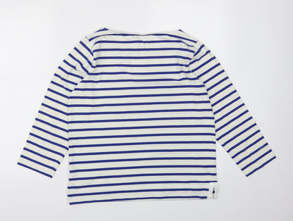 Back view of Preworn women’s blue striped basic polo, size M