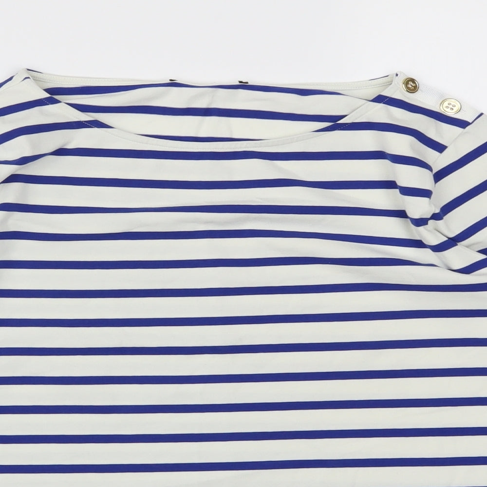Preworn Womens Blue Striped  Basic Polo Size M