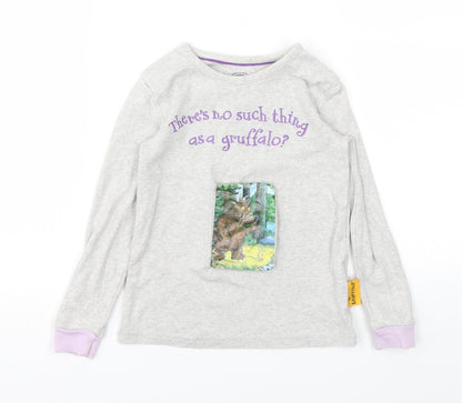 Additional front view of Marks & Spencer girls’ grey animal print basic t-shirt, size 5-6, years