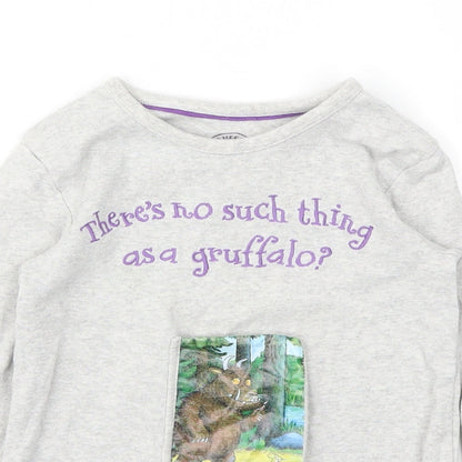 Close-up detail of Marks & Spencer girls’ grey animal print basic t-shirt, size 5-6, years