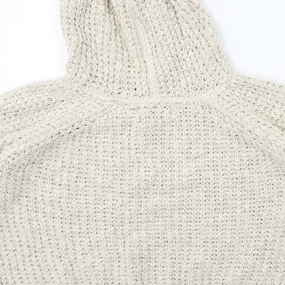 Brand and care label for River Island women’s beige knit jumper, size UK 10