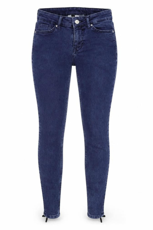 Front view of H&M women’s blue denim skinny jeans, size UK 6, 26-inch leg