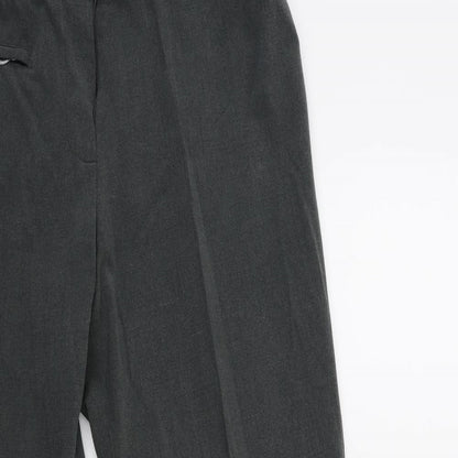 Close-up detail of Autonomy women’s grey trousers, size UK 14, 28-inch leg