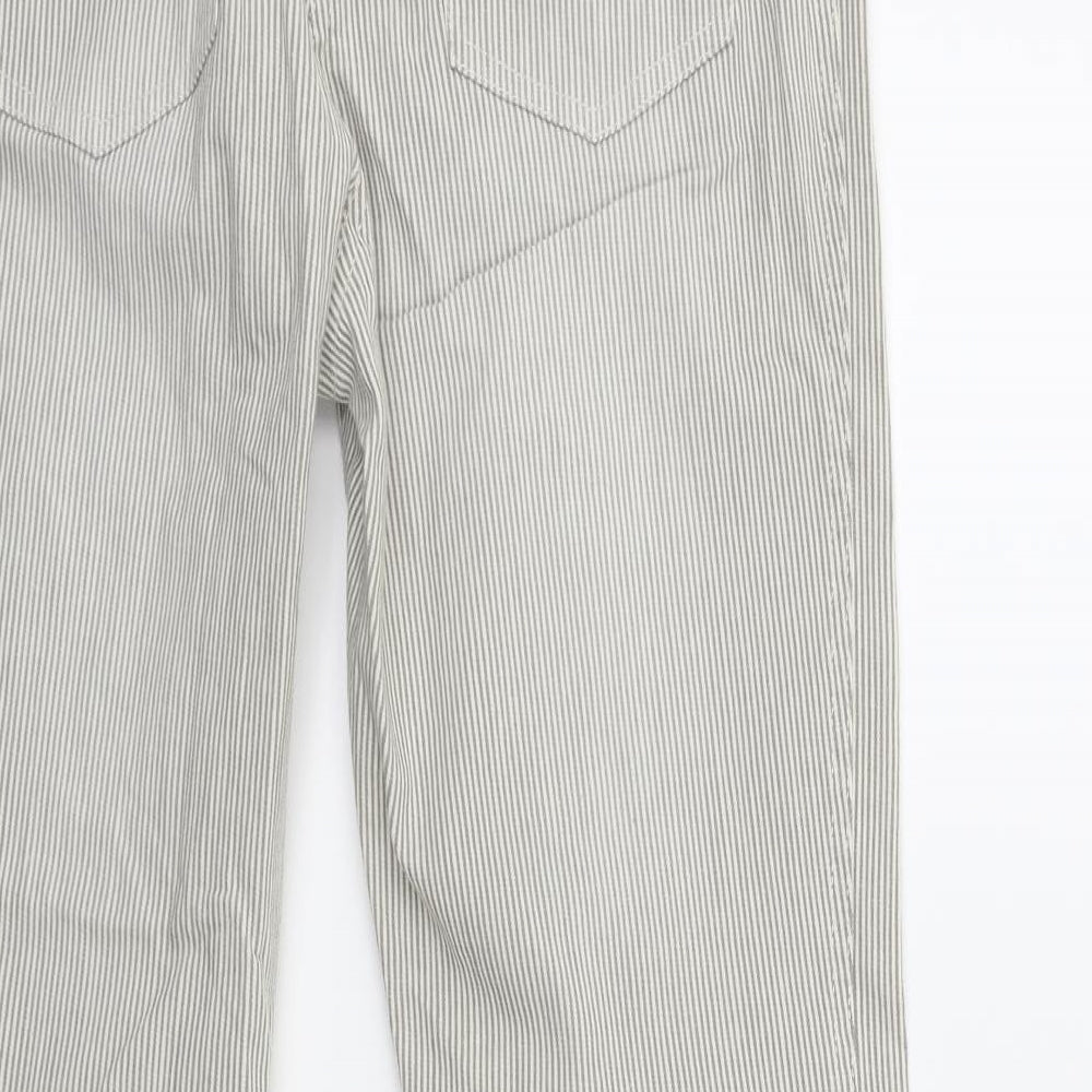Preworn Womens Beige Striped Denim Straight Jeans Size 12 L26 in