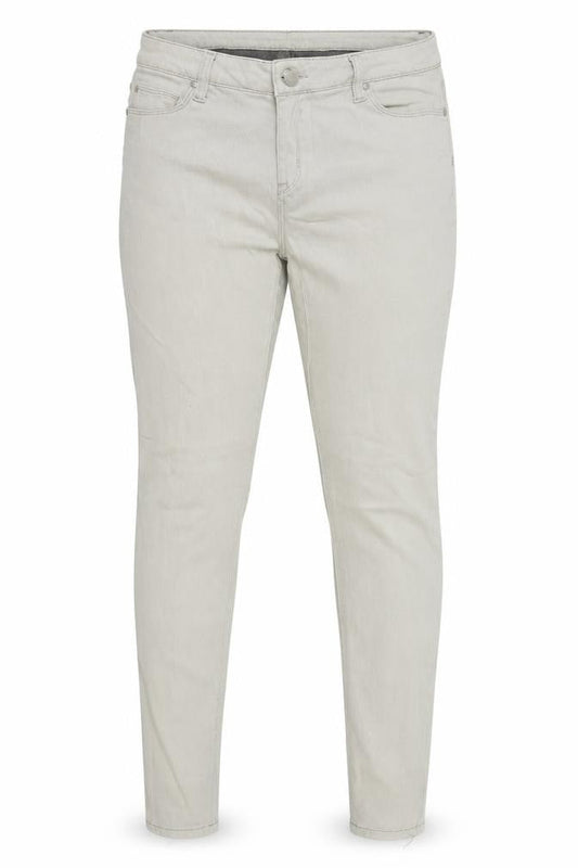 Front view of Denim & Co. women’s grey denim skinny jeans, size UK 14, 29-inch leg