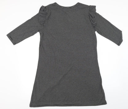 Back view of Papaya women’s black striped a-line, size UK 12