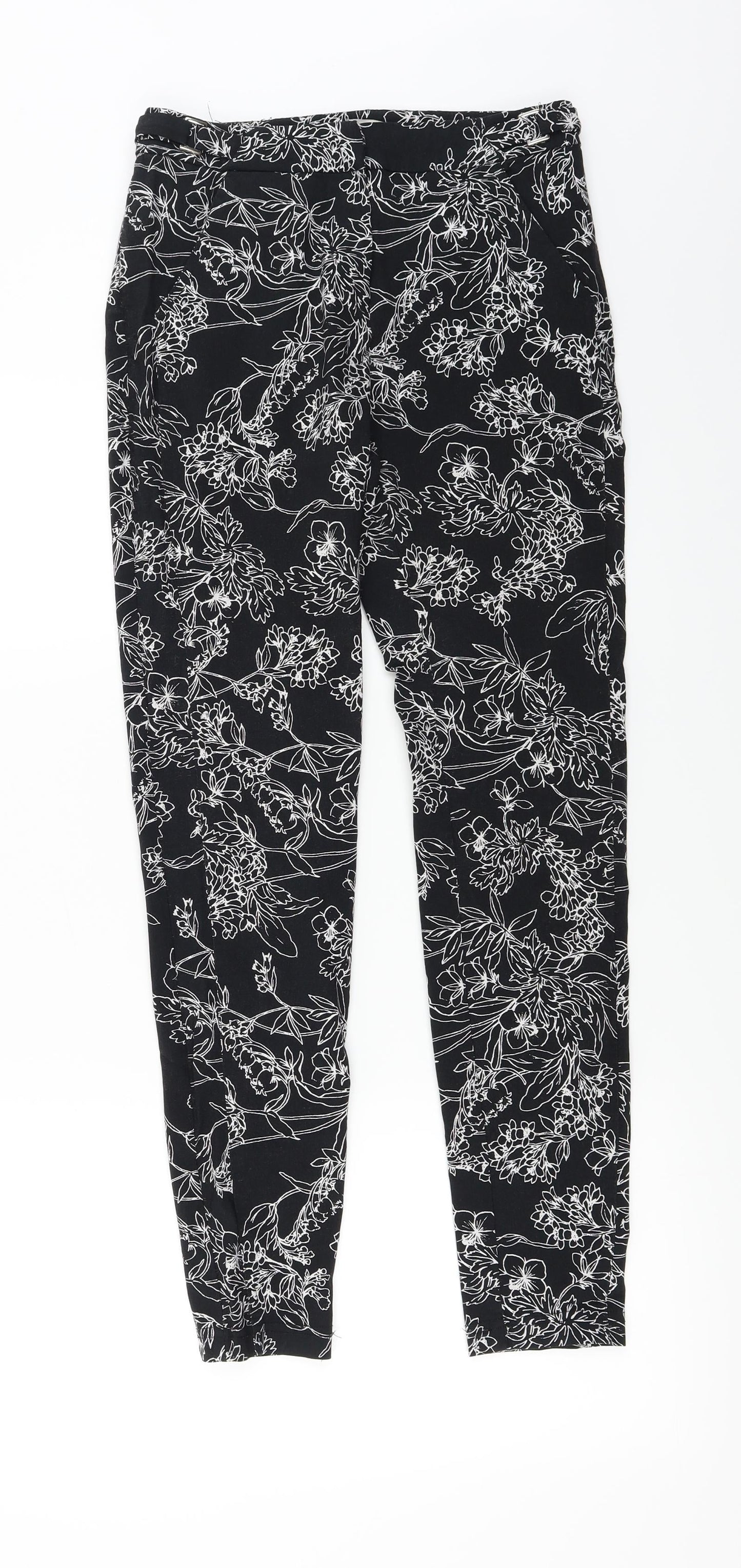 George  Womens Black Floral  Straight Jeans Size 8 L26 in