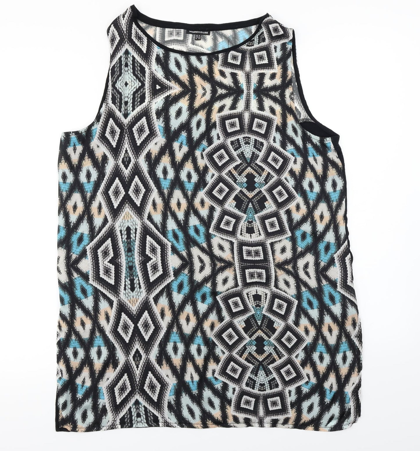 Warehouse Womens Black Herringbone  Basic Blouse Size 16