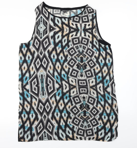 Warehouse Womens Black Herringbone  Basic Blouse Size 16