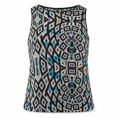 Front view of Warehouse women’s black herringbone basic blouse, size UK 16