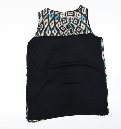 Back view of Warehouse women’s black herringbone basic blouse, size UK 16