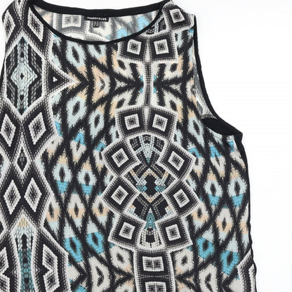 Close-up detail of Warehouse women’s black herringbone basic blouse, size UK 16