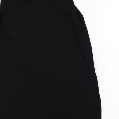 Brand and care label for Peacocks women’s black basic t-shirt, size UK 14