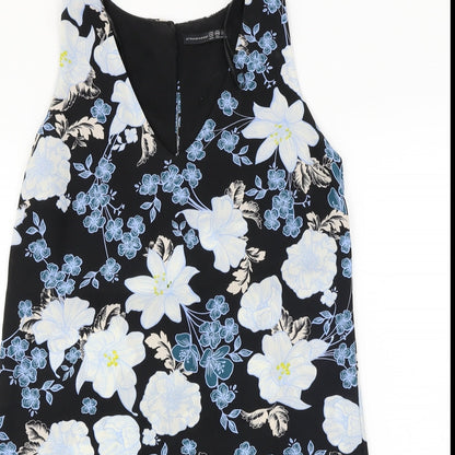 Close-up detail of Atmosphere women’s black floral a-line, size UK 12