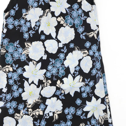 Brand and care label for Atmosphere women’s black floral a-line, size UK 12