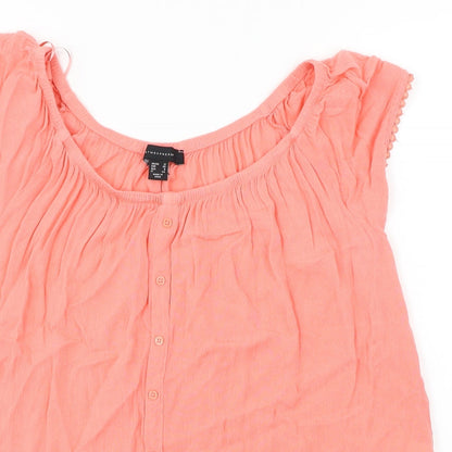 Close-up detail of Atmosphere women’s pink basic blouse, size UK 12