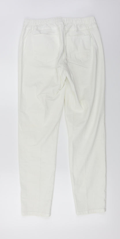 Back view of C&A women’s white trousers, size UK 30, in, 27-inch leg