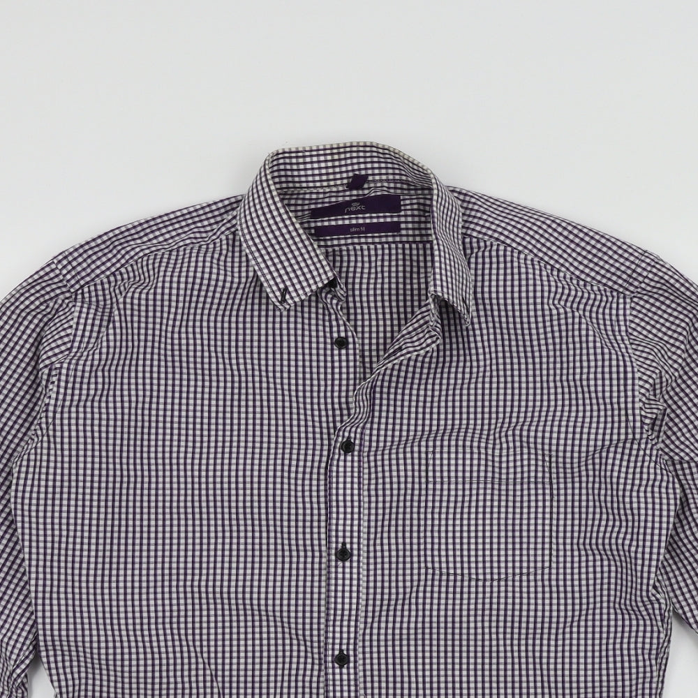 NEXT Mens Purple Check   Button-Up Size 38