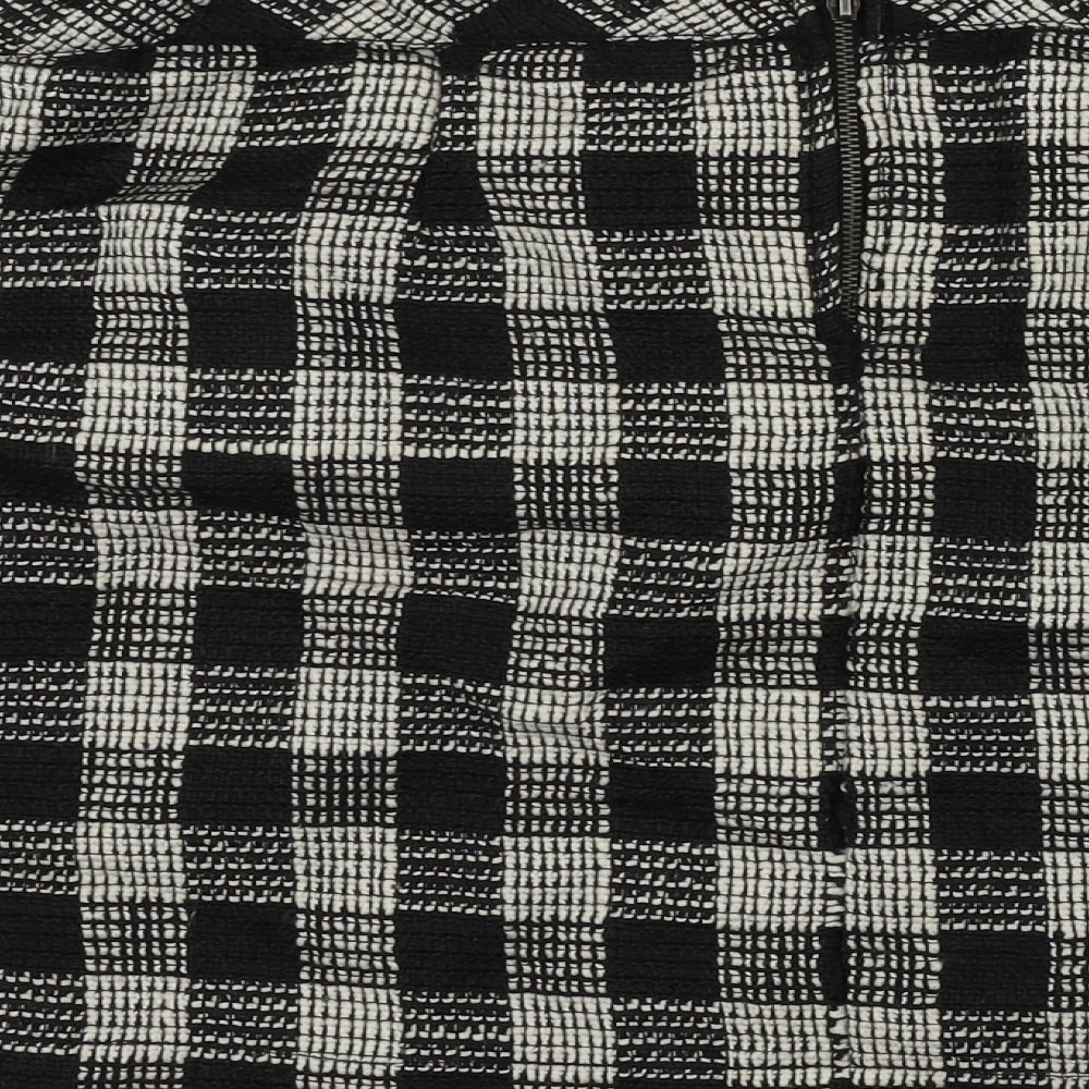 Gina Womens Black Check  A-Line Skirt Size 24 in