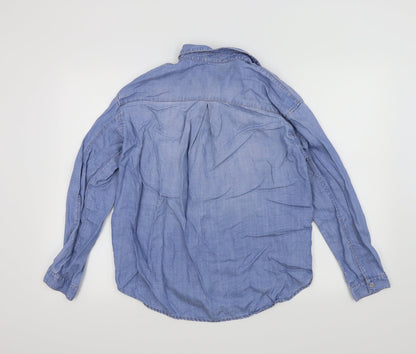 Back view of Denim women’s blue basic button-up, size UK 8