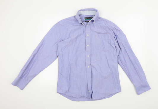 M&S Mens Blue Colourblock   Button-Up Size 38