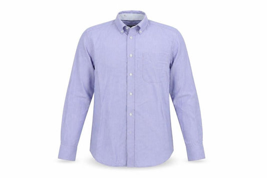 Front view of Marks & Spencer men’s blue colourblock button-up, size 38