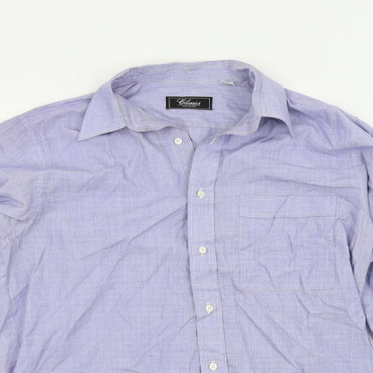 Close-up detail of Debenhams men’s blue button-up, size M