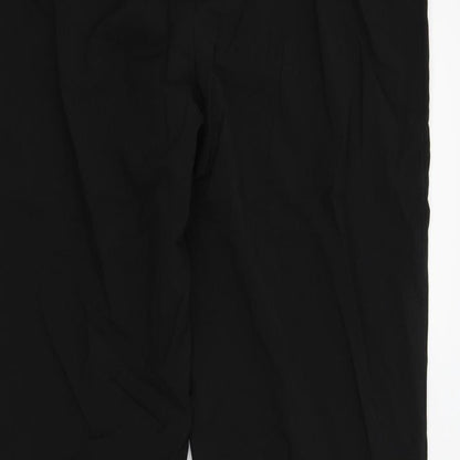 Brand and care label for Debenhams women’s black sweatpants, size UK 14, 30-inch leg