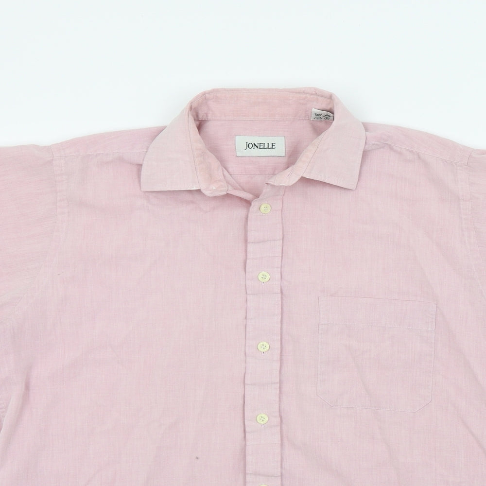 jonelle Mens Pink Colourblock   Button-Up Size M