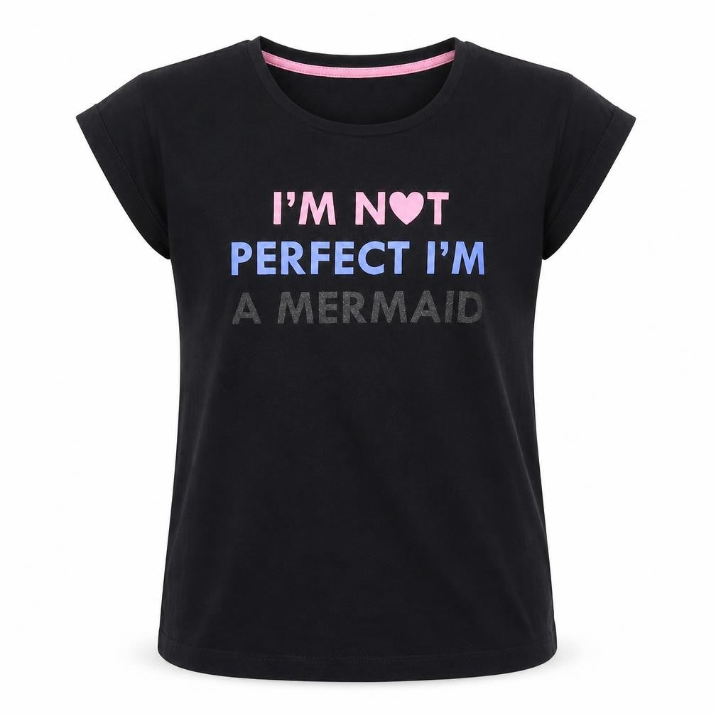 MAX Girls Black   Basic T-Shirt Size 11-12 Years  - mermaid