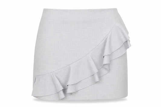 Front view of New Look women’s grey mini skirt, size UK 10