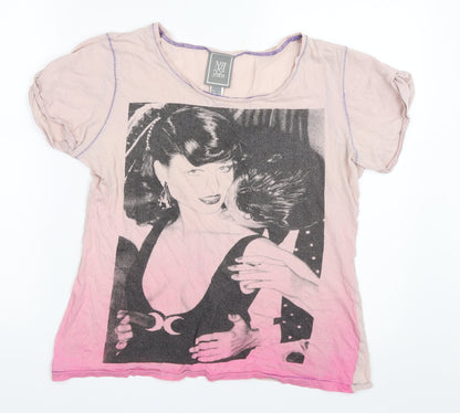 Additional front view of Mango Jeans women’s pink basic t-shirt, size L