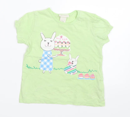 Additional front view of H&M girls’ green basic t-shirt, size 12-18, months