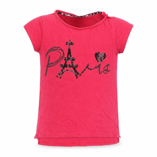 Front view of Matalan girls’ pink basic t-shirt, size 6, years - paris