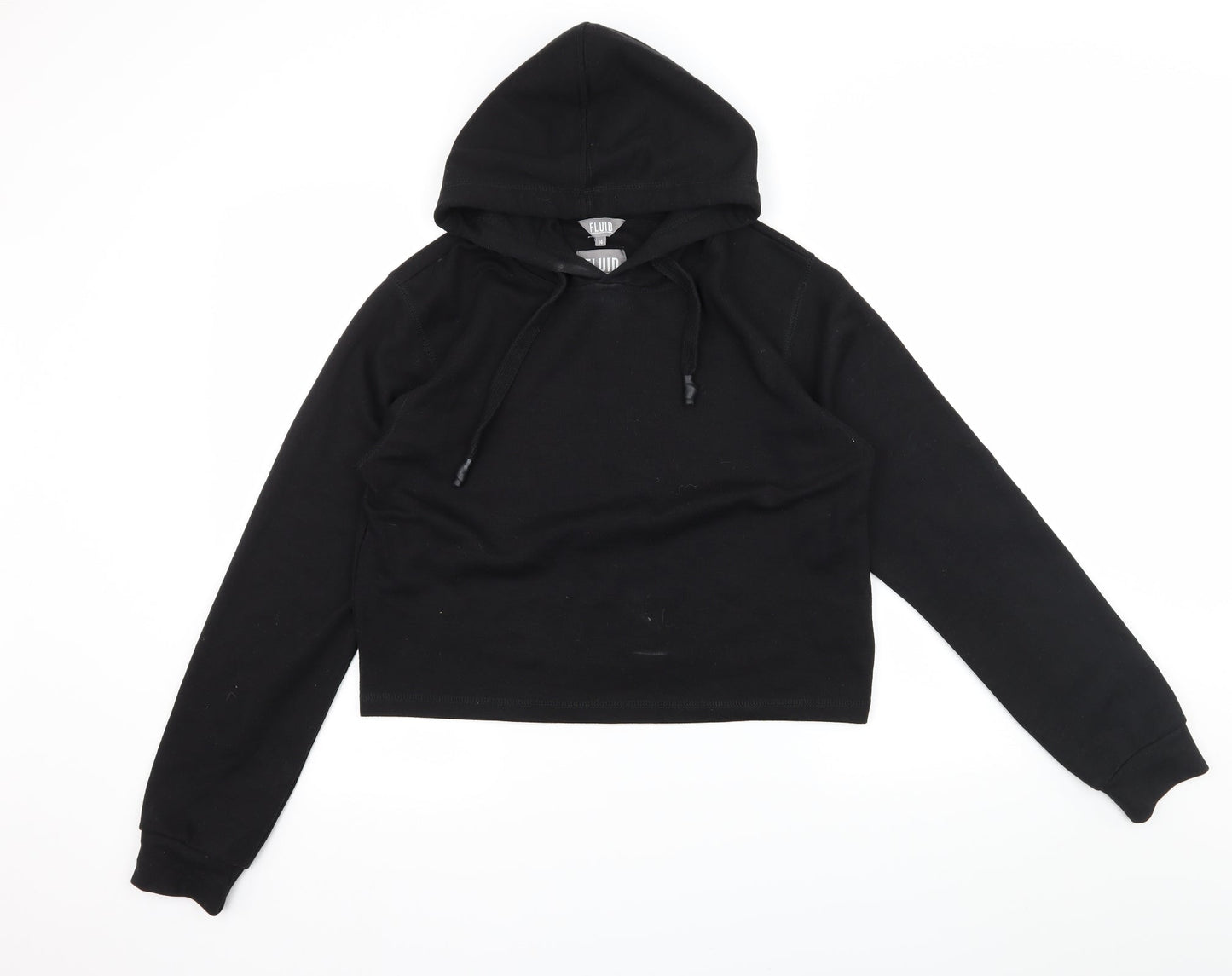 Fluid Womens Black  Jersey Pullover Hoodie Size 14