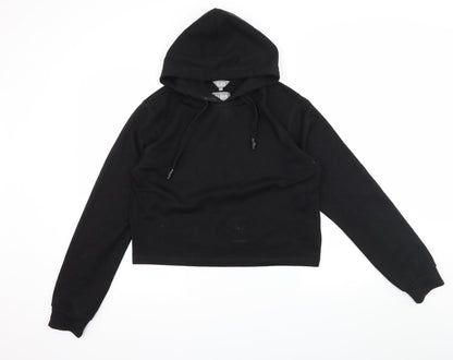 Additional front view of Fluid women’s black jersey pullover hoodie, size UK 14