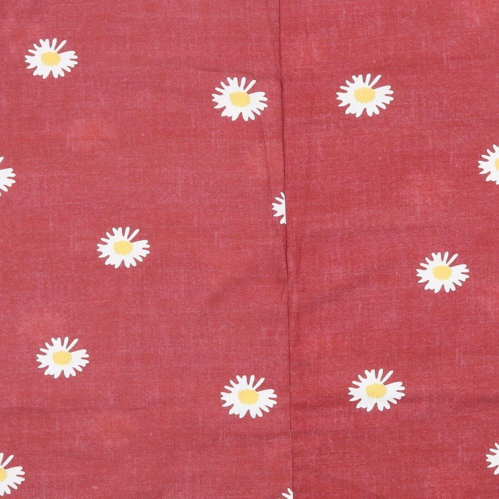 Preworn Womens Red Floral  Basic T-Shirt Size XL