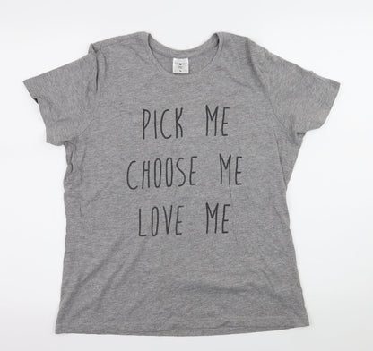 Additional front view of Stedman women’s grey jersey basic t-shirt, size XL, - slogan