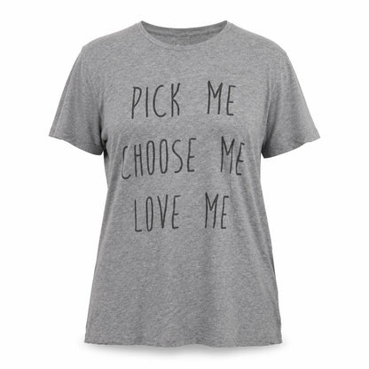 Front view of Stedman women’s grey jersey basic t-shirt, size XL, - slogan