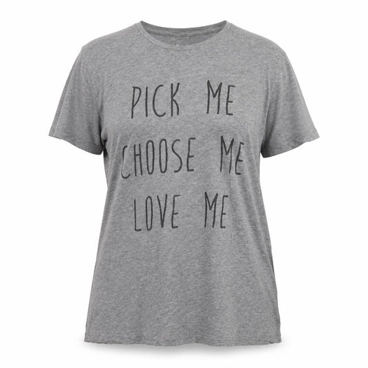 Front view of Stedman women’s grey jersey basic t-shirt, size XL, - slogan