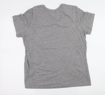 Back view of Stedman women’s grey jersey basic t-shirt, size XL, - slogan