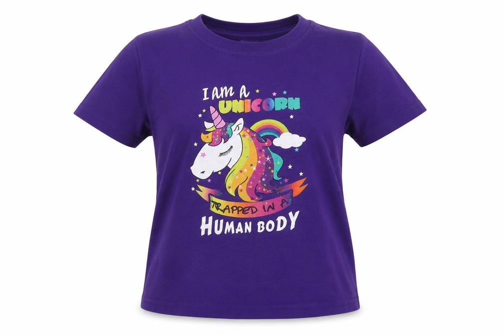 Gilan Girls Purple  Jersey Basic T-Shirt Size L  - I am A Unicorn