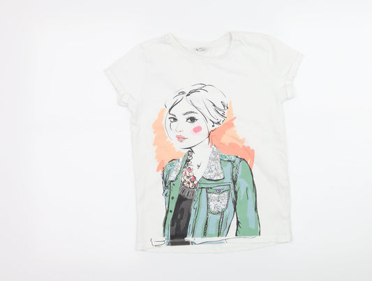TU Girls White  Jersey Basic T-Shirt Size 10 Years  - Girl