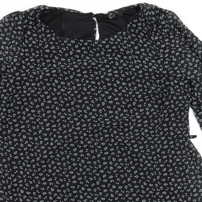 Close-up detail of Atmosphere women’s black chiffon a-line, size UK 16
