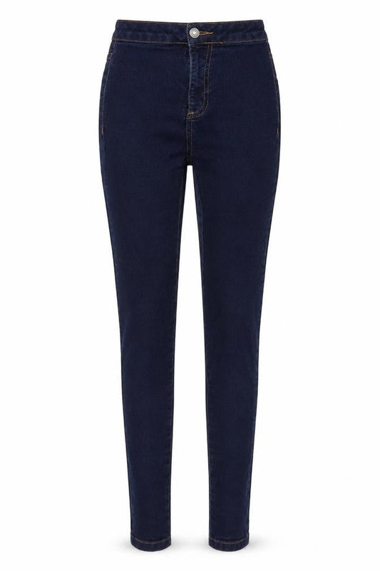 Front view of Primark women’s blue denim skinny jeans, size UK 6, 27-inch leg