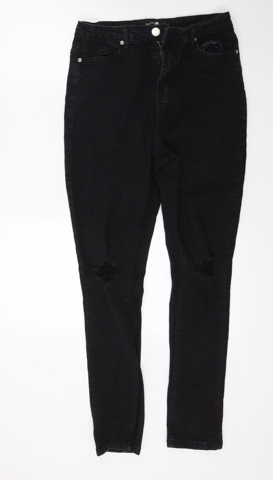 Boohooo Womens Black  Denim Skinny Jeans Size 12 L27 in