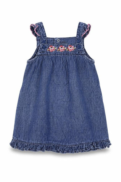 Front view of H&M girls’ blue a-line, size 6-9, months