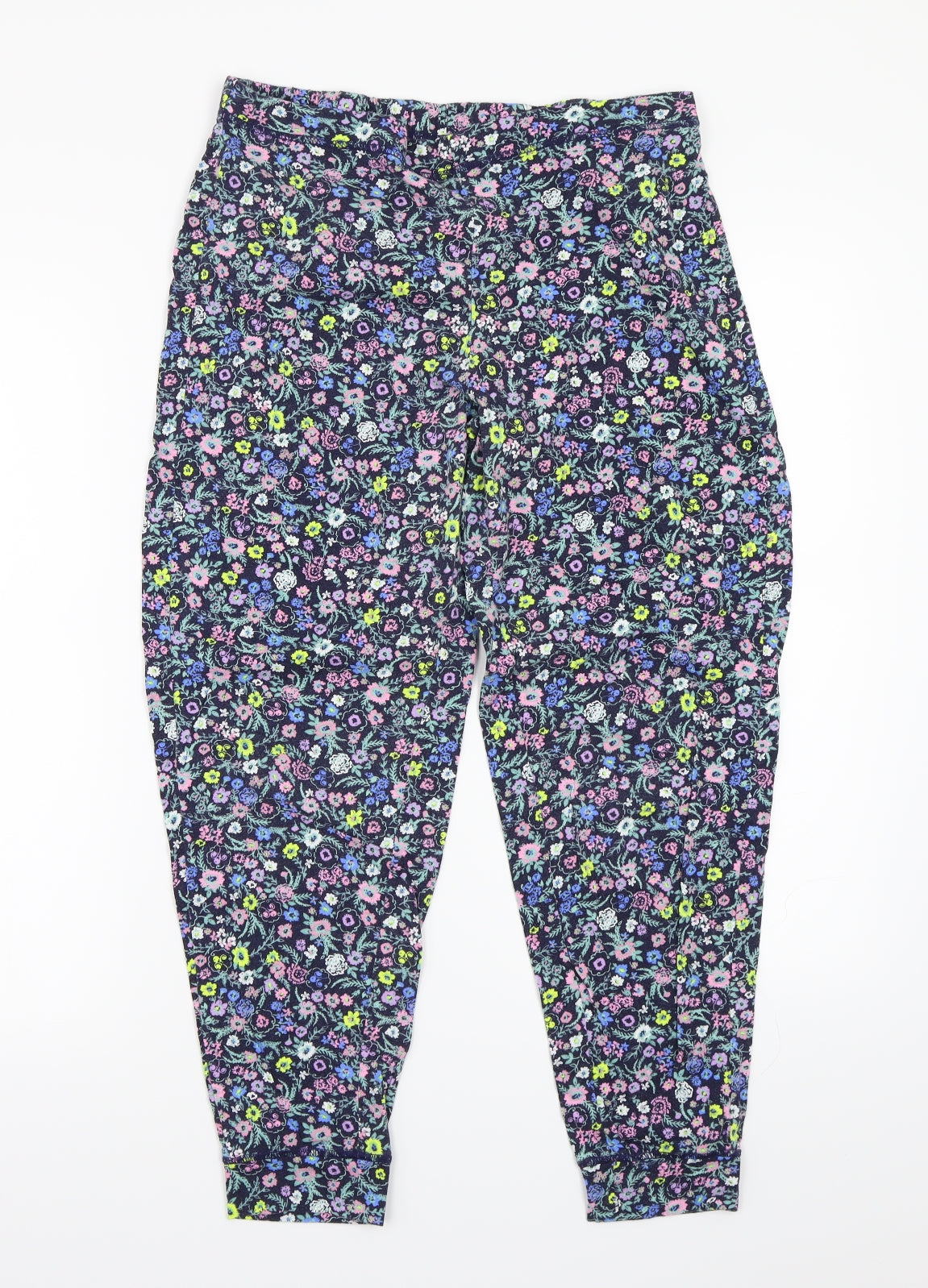 H&M Womens Blue Floral  Trousers  Size 14 L24 in